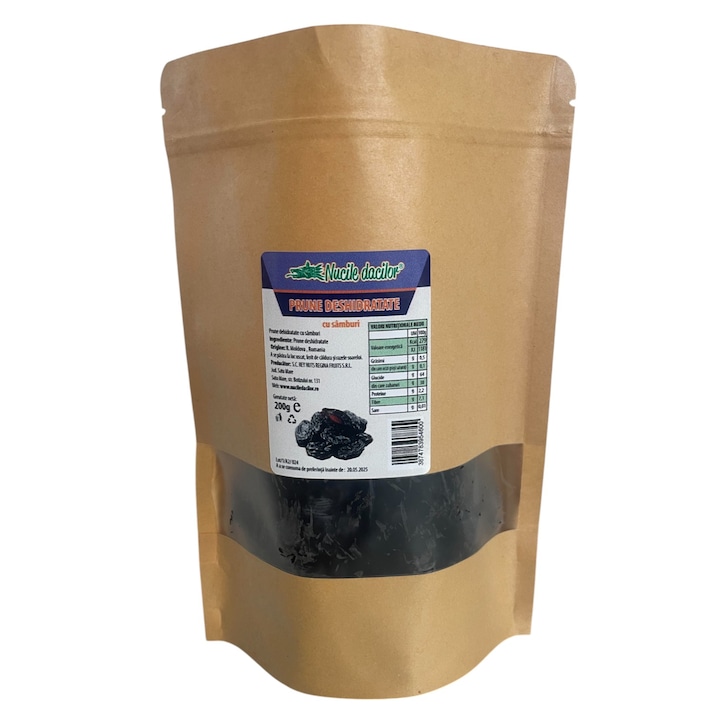 Prune uscate cu sambure 200 gr ambalaj SmartZip resigilabil