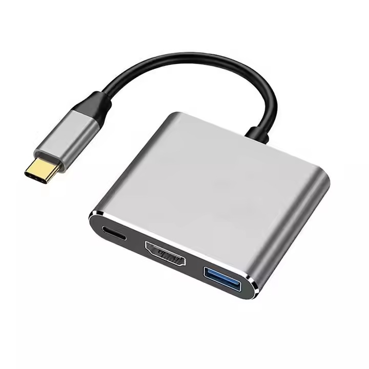 idealSTORE 3 az 1-ben USB Type C többportos elosztóhoz, 4K HDMI port, USB 3.0 port, 100 W USB-C töltőport, 5 Gbps átviteli sebesség
