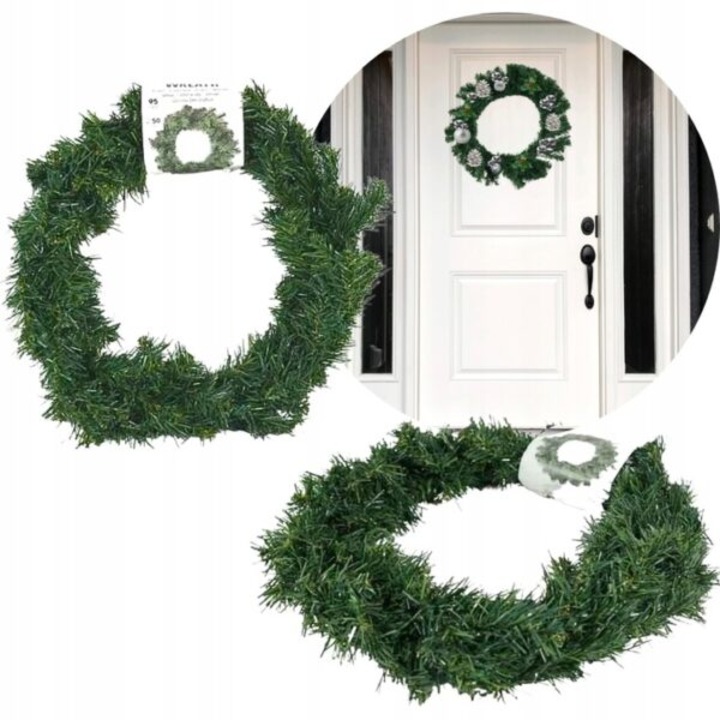 Коледен венец, Зелен, Размери: 50 х 50 х 13 см