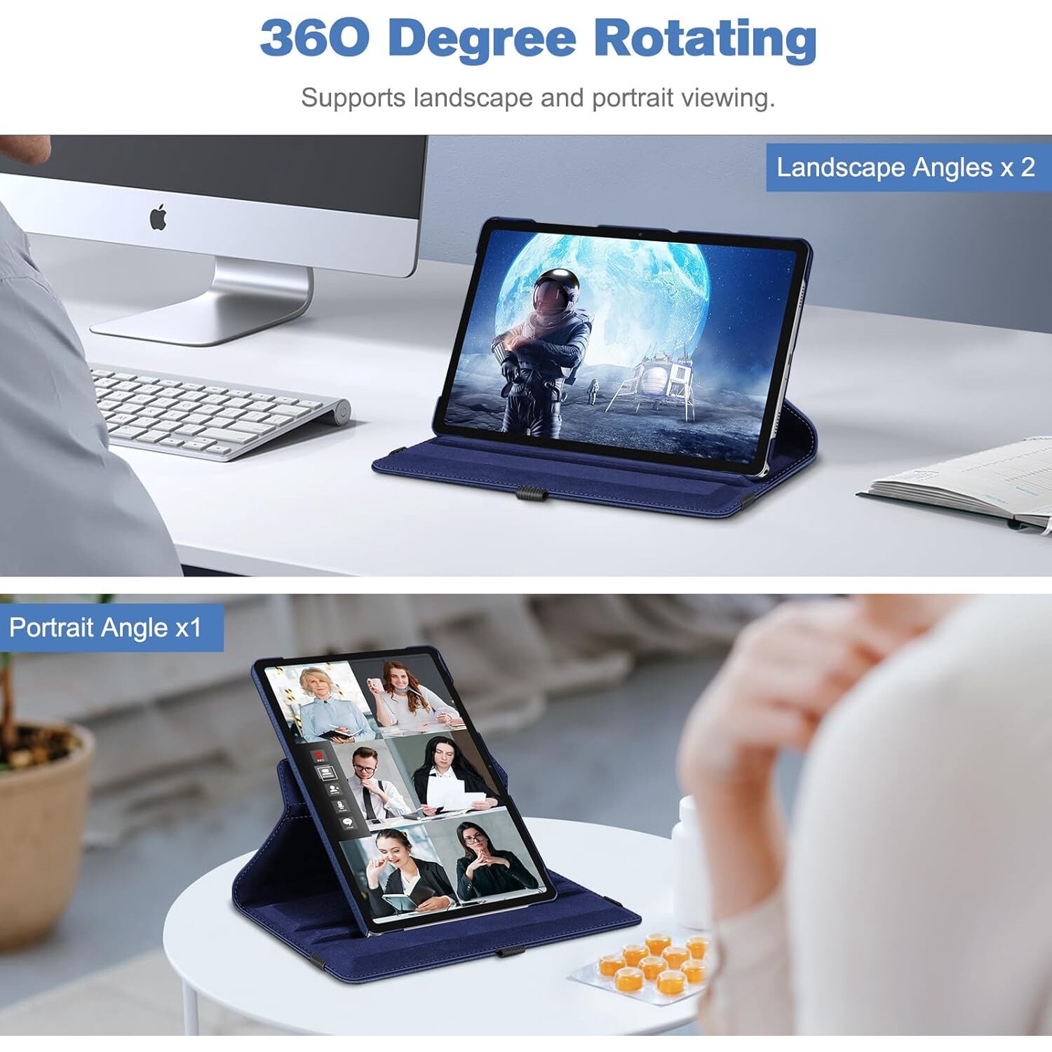 Husa tableta, Compatibil cu Samsung Galaxy Tab A9 8.7", Rotativ 360°, Negru