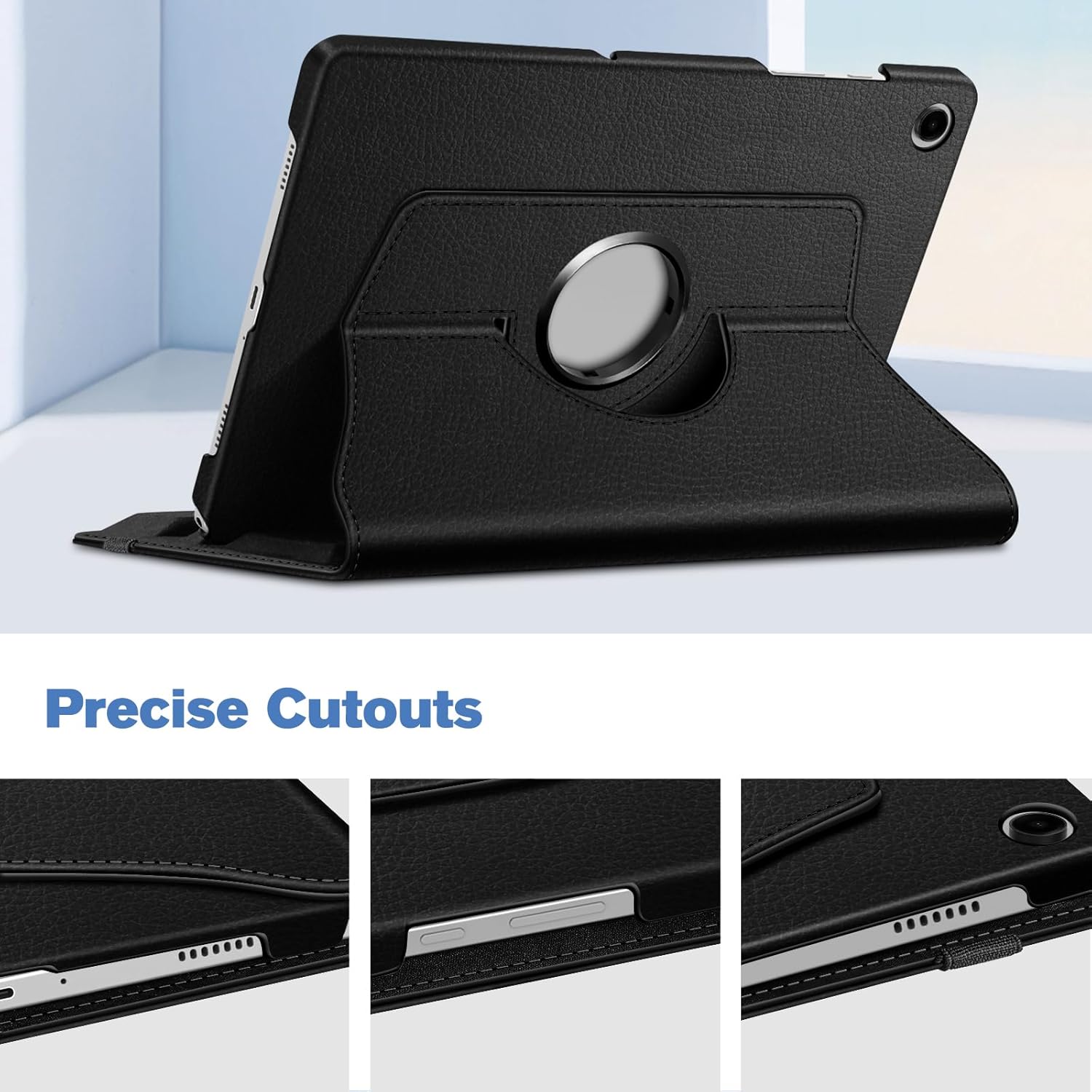 Husa tableta, Compatibil cu Samsung Galaxy Tab A9 8.7", Rotativ 360°, Negru