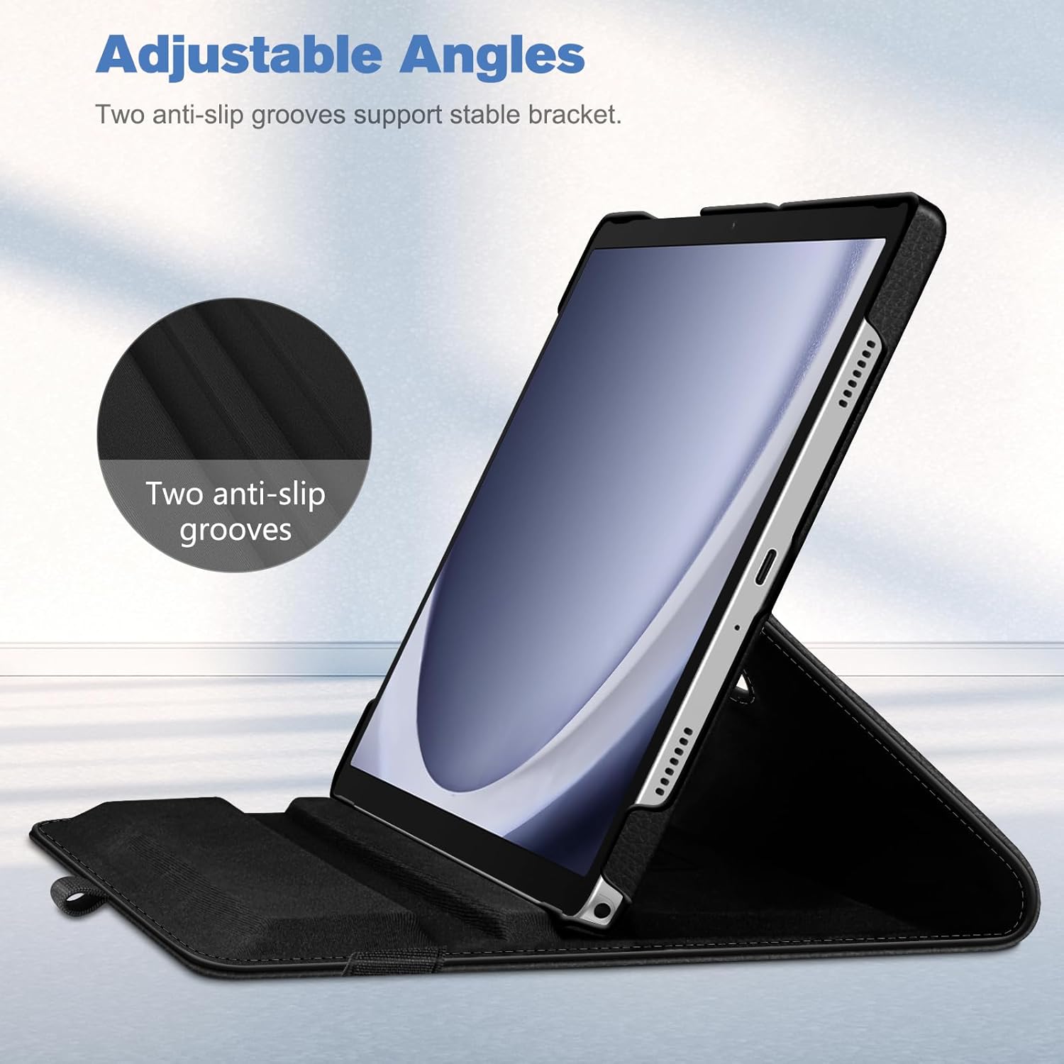 Husa tableta, Compatibil cu Samsung Galaxy Tab A9 8.7", Rotativ 360°, Negru