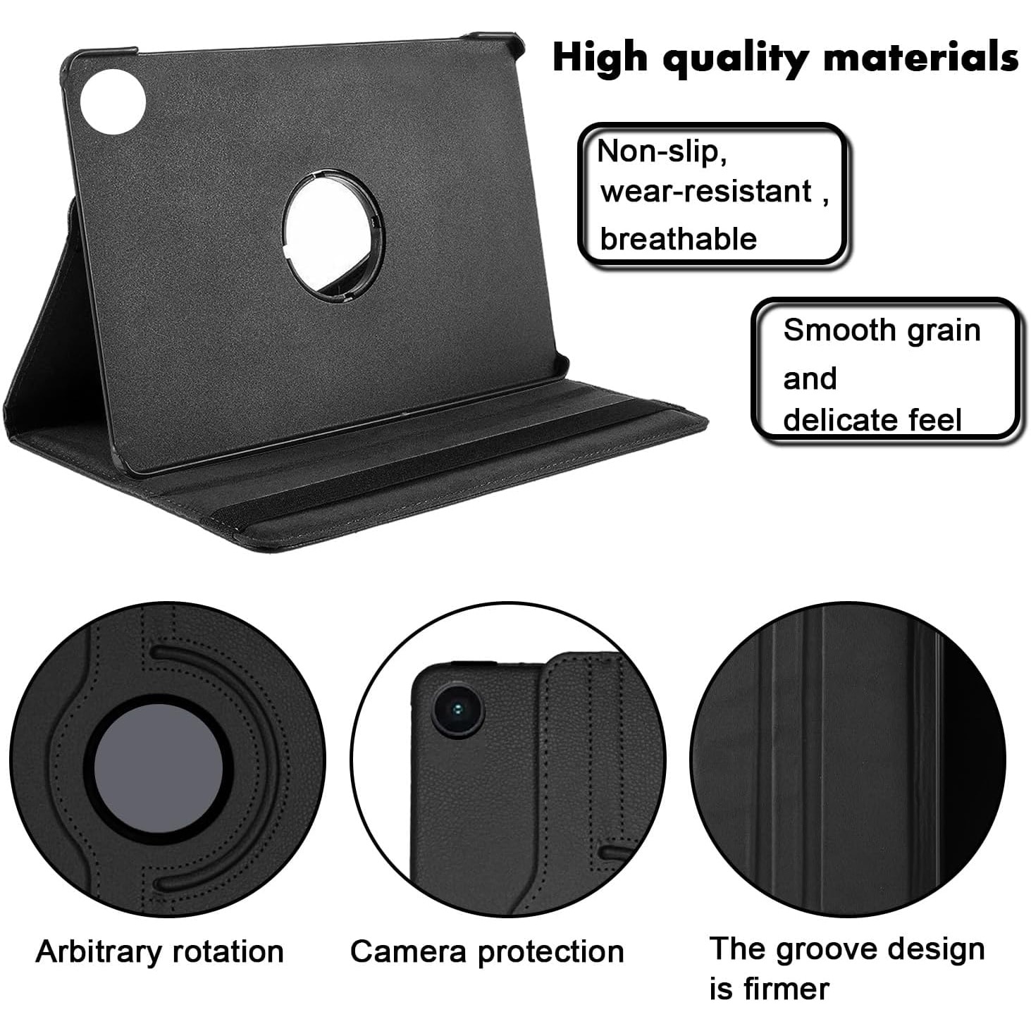 Husa tableta, Compatibil cu Samsung Galaxy Tab A9 8.7", Rotativ 360°, Negru