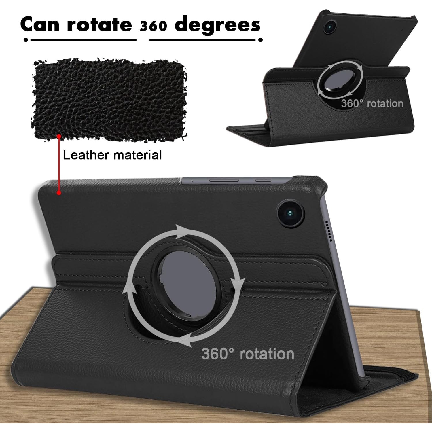 Husa tableta, Compatibil cu Samsung Galaxy Tab A9 Plus 11 inch X210/X215, Rotativ 360°, Negru