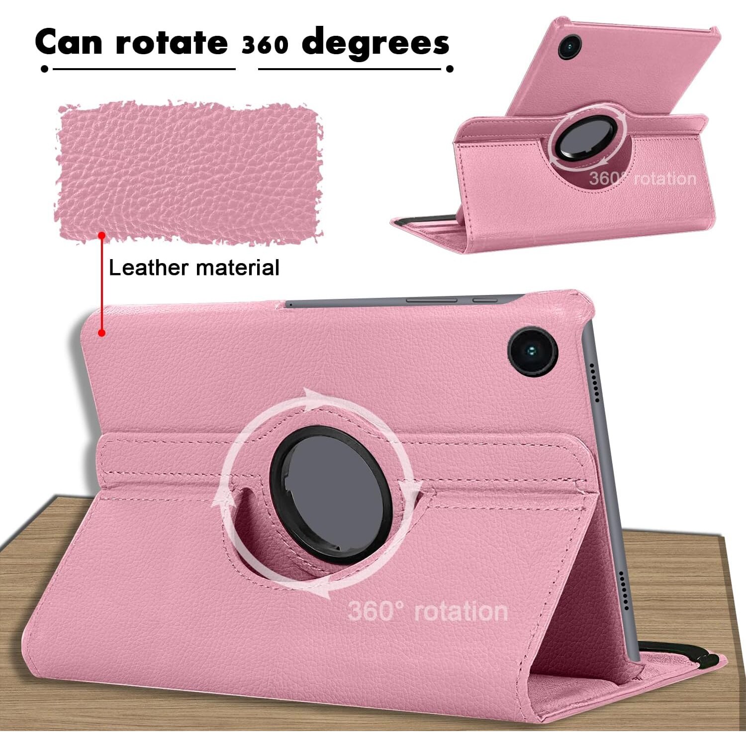 Husa tableta, Compatibil cu Samsung Galaxy Tab A9 8.7", Rotativ 360°, Roz