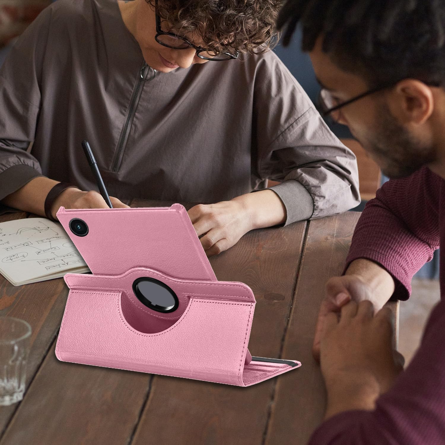 Husa tableta, Compatibil cu Samsung Galaxy Tab A9 8.7", Rotativ 360°, Roz