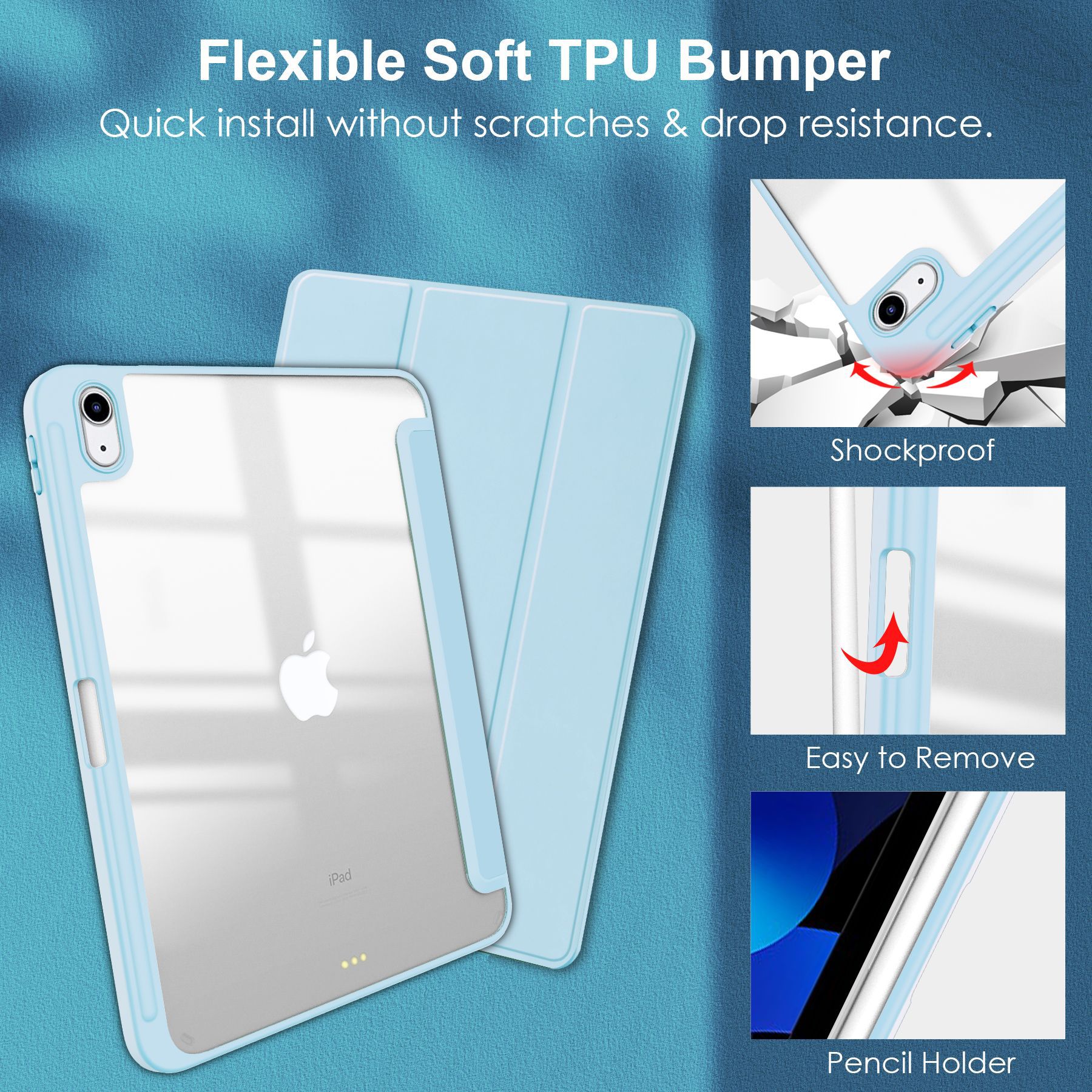 Husa tableta, Compatibil cu iPad 10.9 inch 2022, Albastru