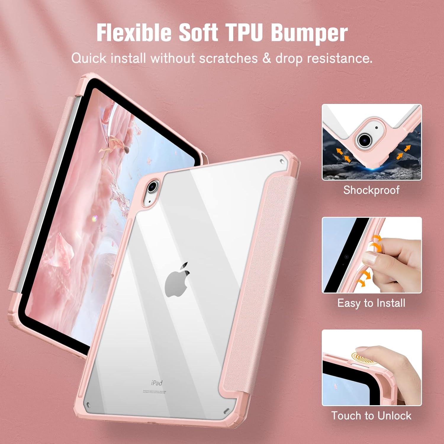 Husa tableta, Compatibil cu iPad 10.9 inch 2022, Roz