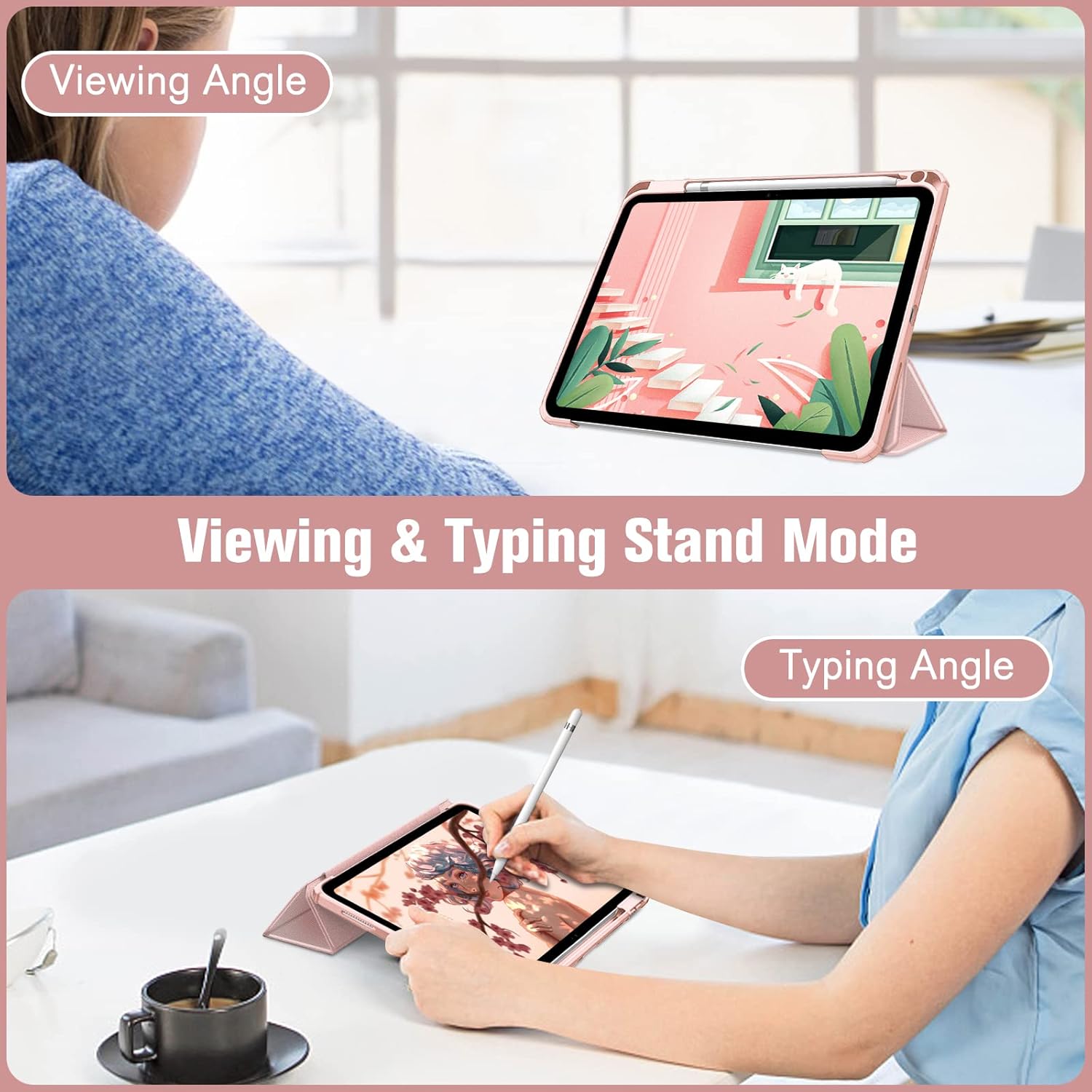 Husa tableta, Compatibil cu iPad 10.9 inch 2022, Roz