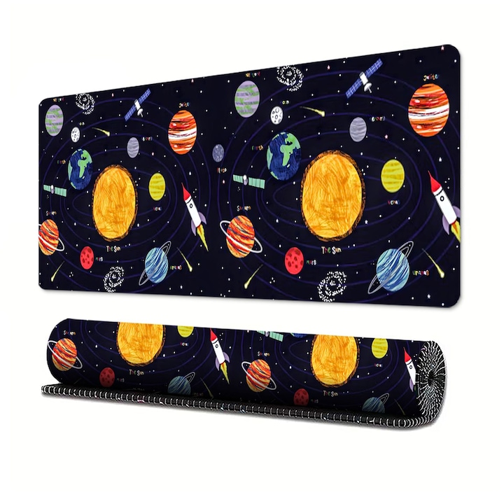 Mousepad Mare Cauciucat, 80 x 30cm, CloudCradle, Pentru Gaming, Birou, Office, Antiderapant, Cusaturi Anti-Rupere, Waterproof, Multicolor, Modele tematice