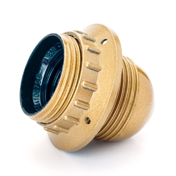 Soclu E27 cu inel cu surub, Auriu, PVC, Inaltime 54mm, Diametru 56mm ORION