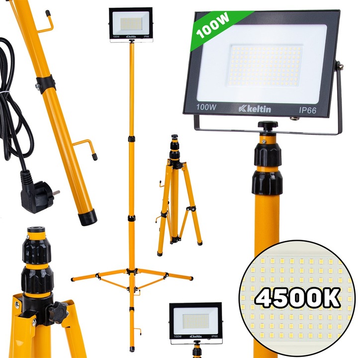 Keltin K02063 100W неутрално бяла 4500K LED строителна работна лампа за статив