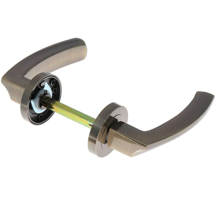 Maner cu rozeta rotunda pentru usa interior, BestImp B27, aliaj metalic, antic bronz, 120 x 50 mm