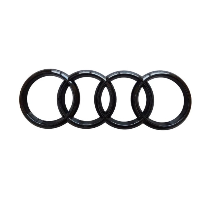 Audi hátsó embléma, fekete, 19,2 x 7,0 cm, szalagra rögzítve, hátsó címke 192 mm