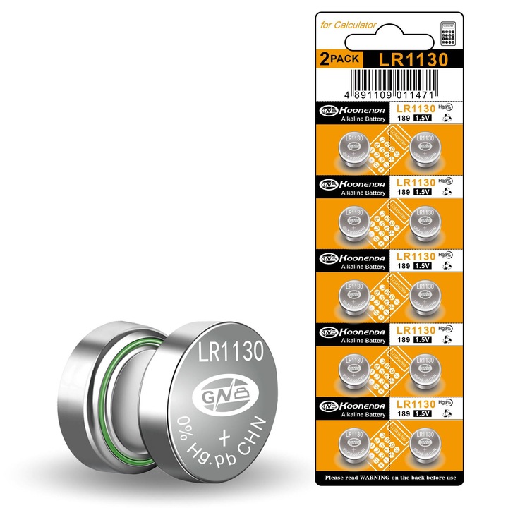 10 db Koonenda AG10 gombelem készlet, alkáli 1,55V, 0% higany, órákhoz és játékokhoz