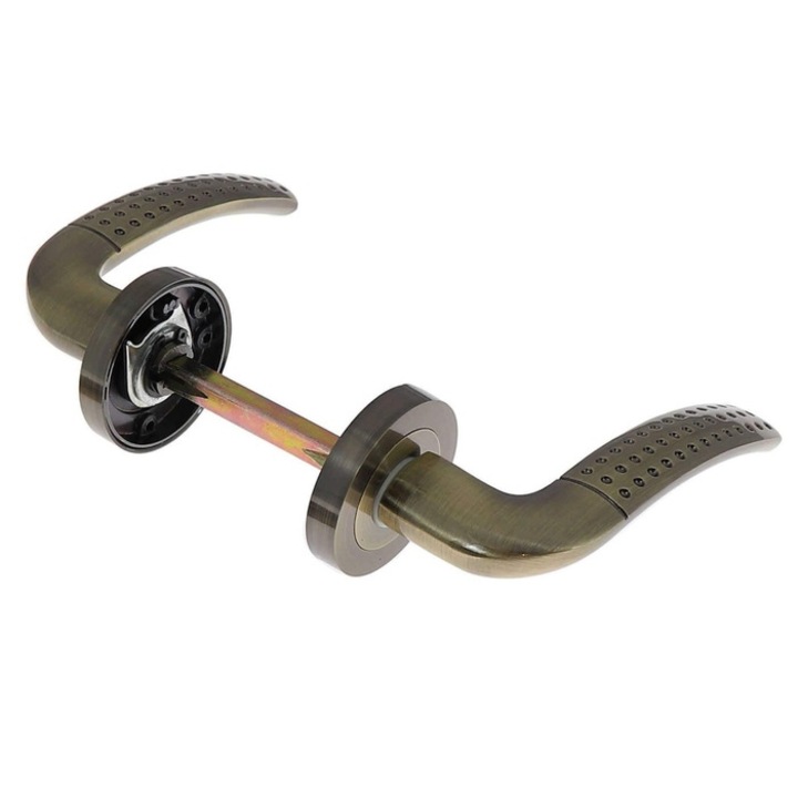 Maner cu rozeta rotunda pentru usa interior, BestImp B28, aliaj metalic, antic bronz, 120 x 50 mm