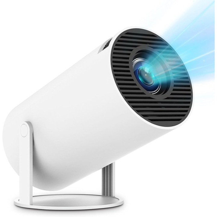 Hordozható videoprojektor, 40-200", 1080P, fehér, 10x17cm, Bluetooth és WiFi