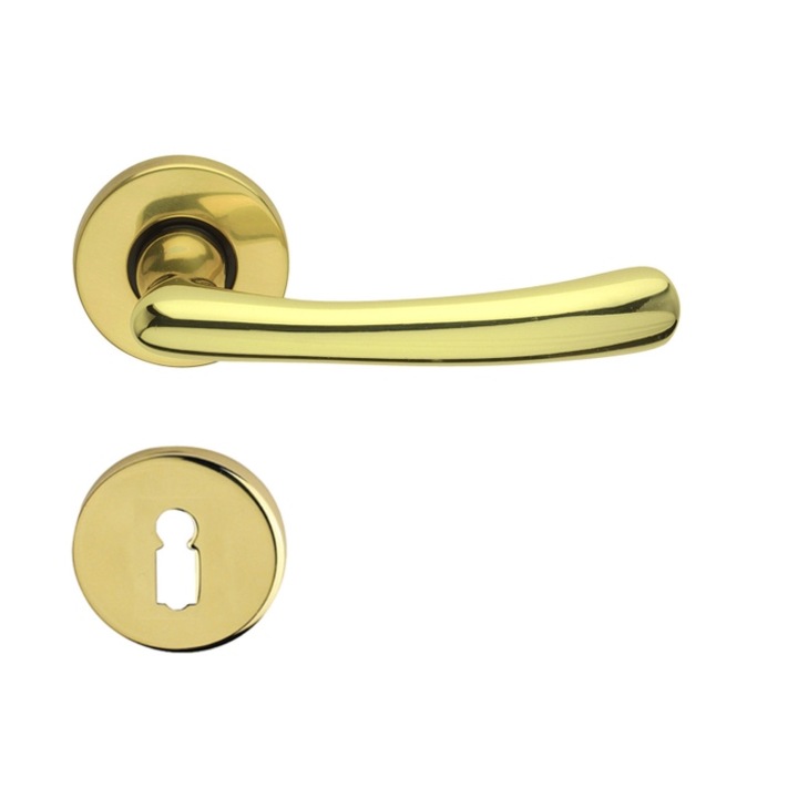 Дръжка с кръгла розетка за интериорна врата, Katy Verofer BB, месинг, блестящо злато, 50 мм