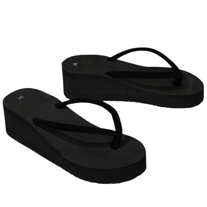 Slapi dama ONNOLEEY, flip-flops de plaja, cauciuc, negru, Negru, 38