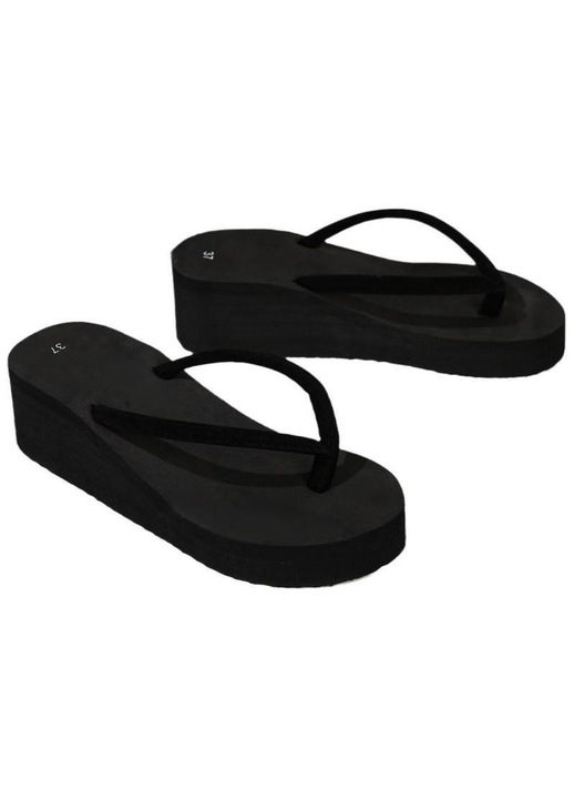 Slapi dama ONNOLEEY, flip-flops de plaja, cauciuc, negru, Negru, 38