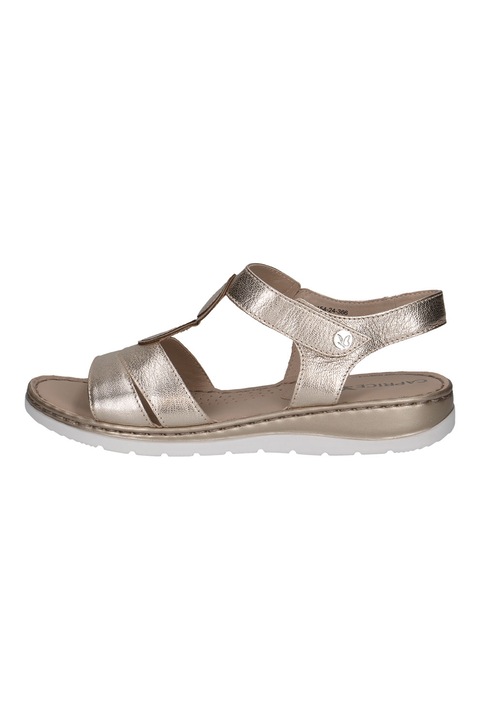 Caprice, Tépőzáras bőrszandál, Aranyszín/Világosbarna