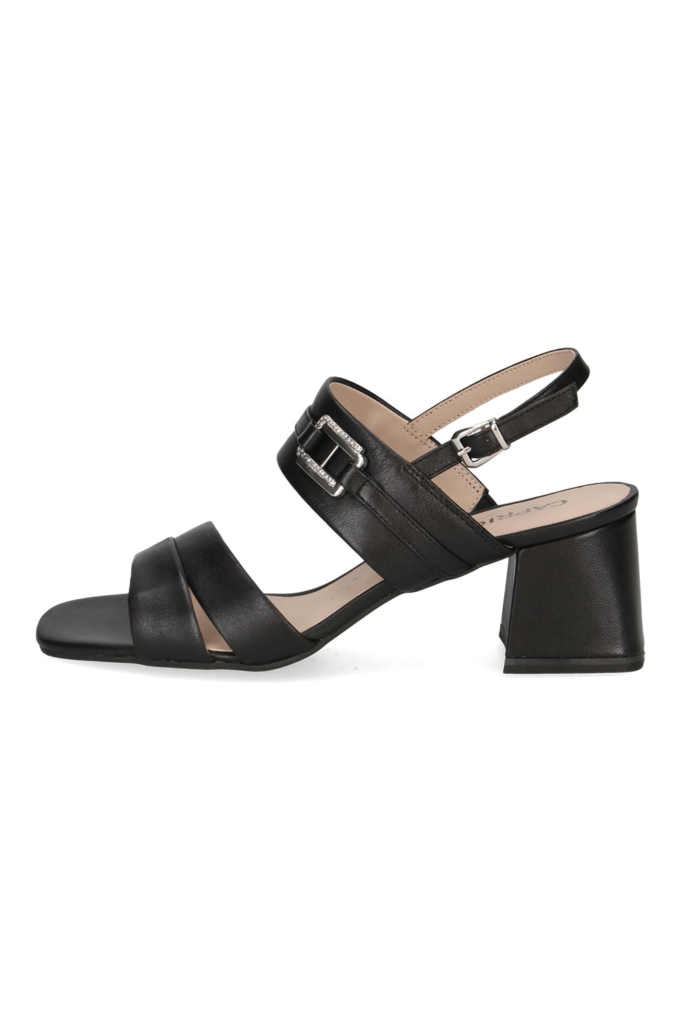 Caprice, Sandale de piele cu catarama, Negru, 38
