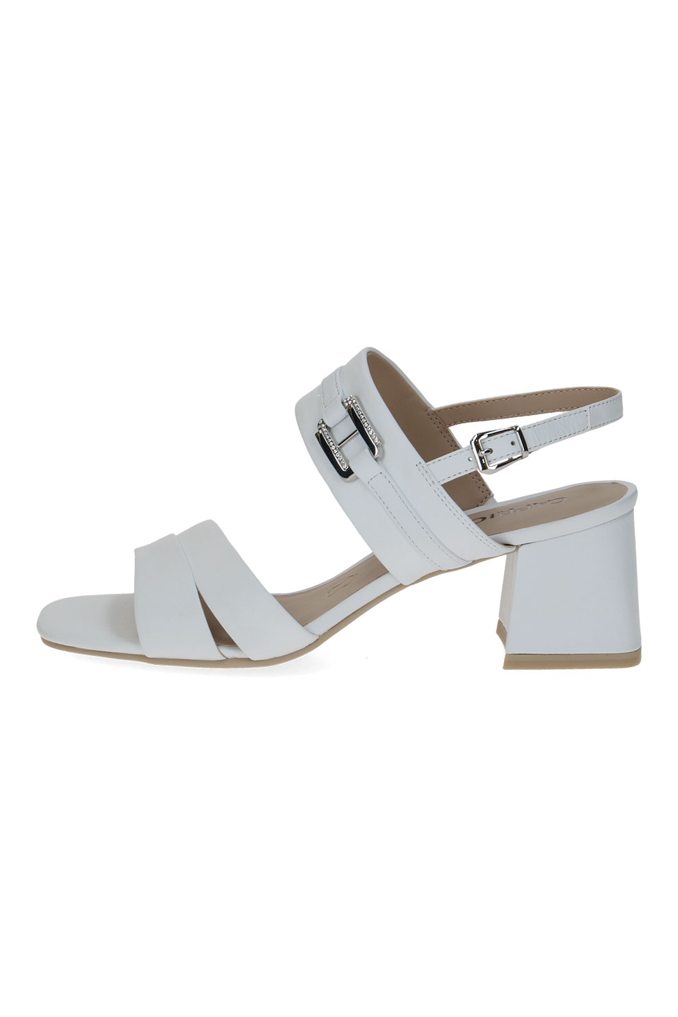 Caprice, Sandale de piele cu catarama, Alb, 38