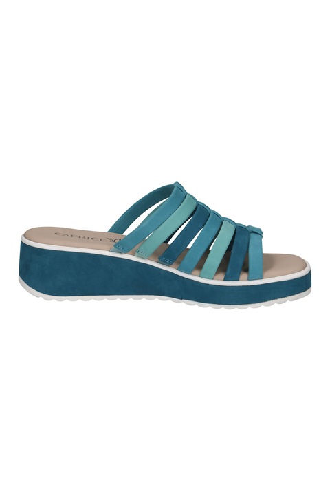 Caprice, Papuci de piele, Albastru, 39