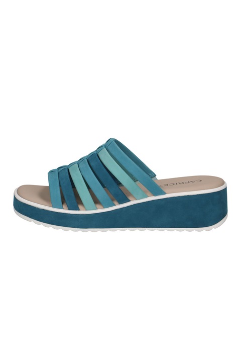 Caprice, Papuci de piele, Albastru, 39