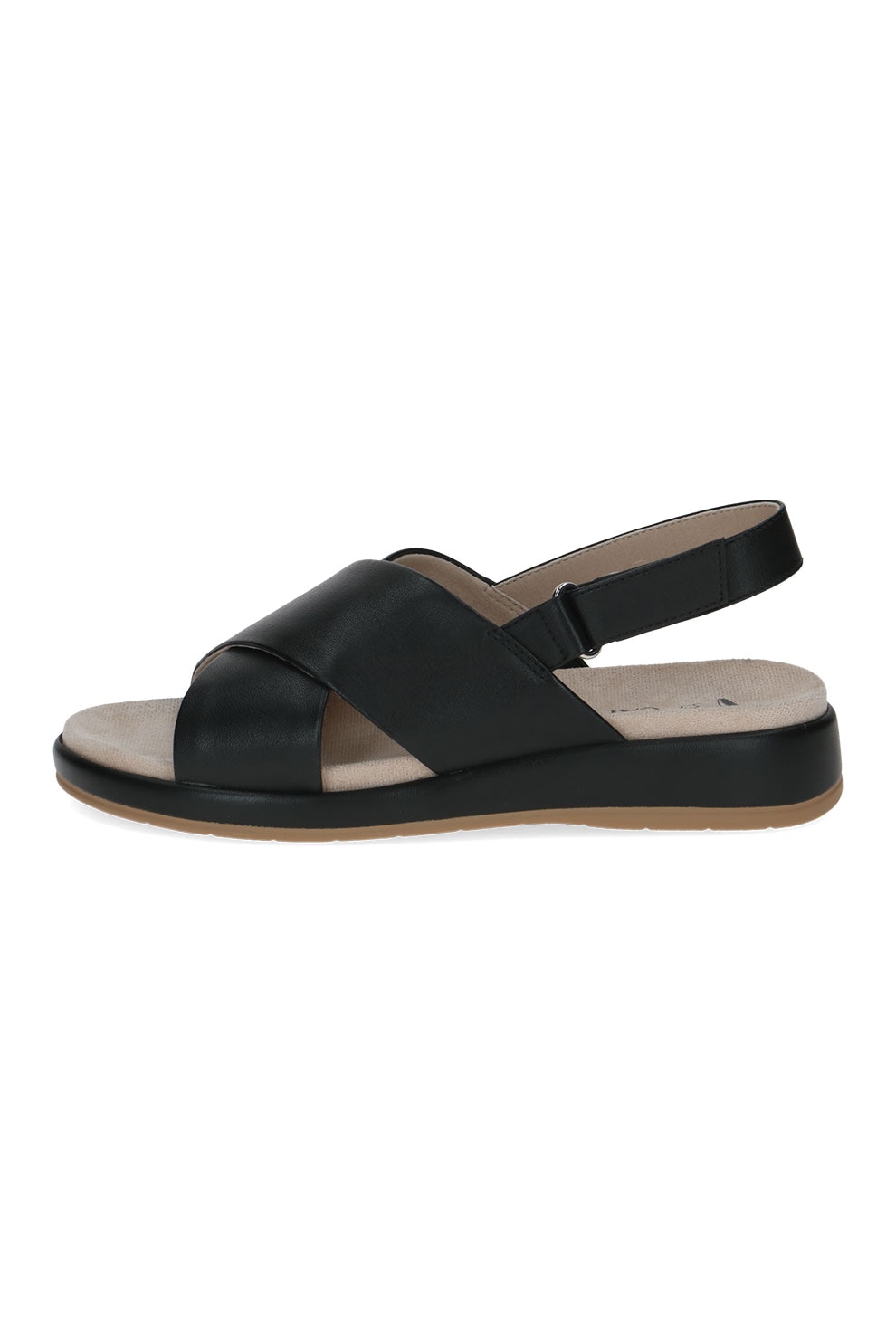 Caprice, Sandale wedge de piele, Negru, 37
