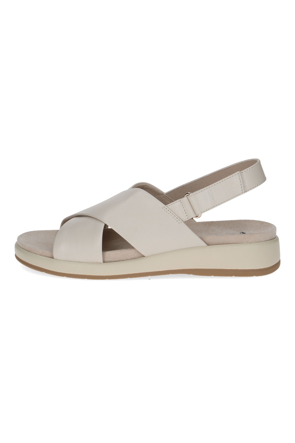 Caprice, Sandale wedge de piele, Crem, 36