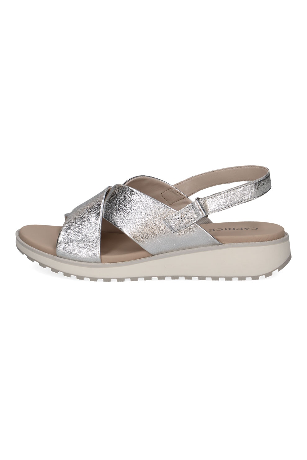 Caprice, Sandale de piele cu velcro, Argintiu, 38