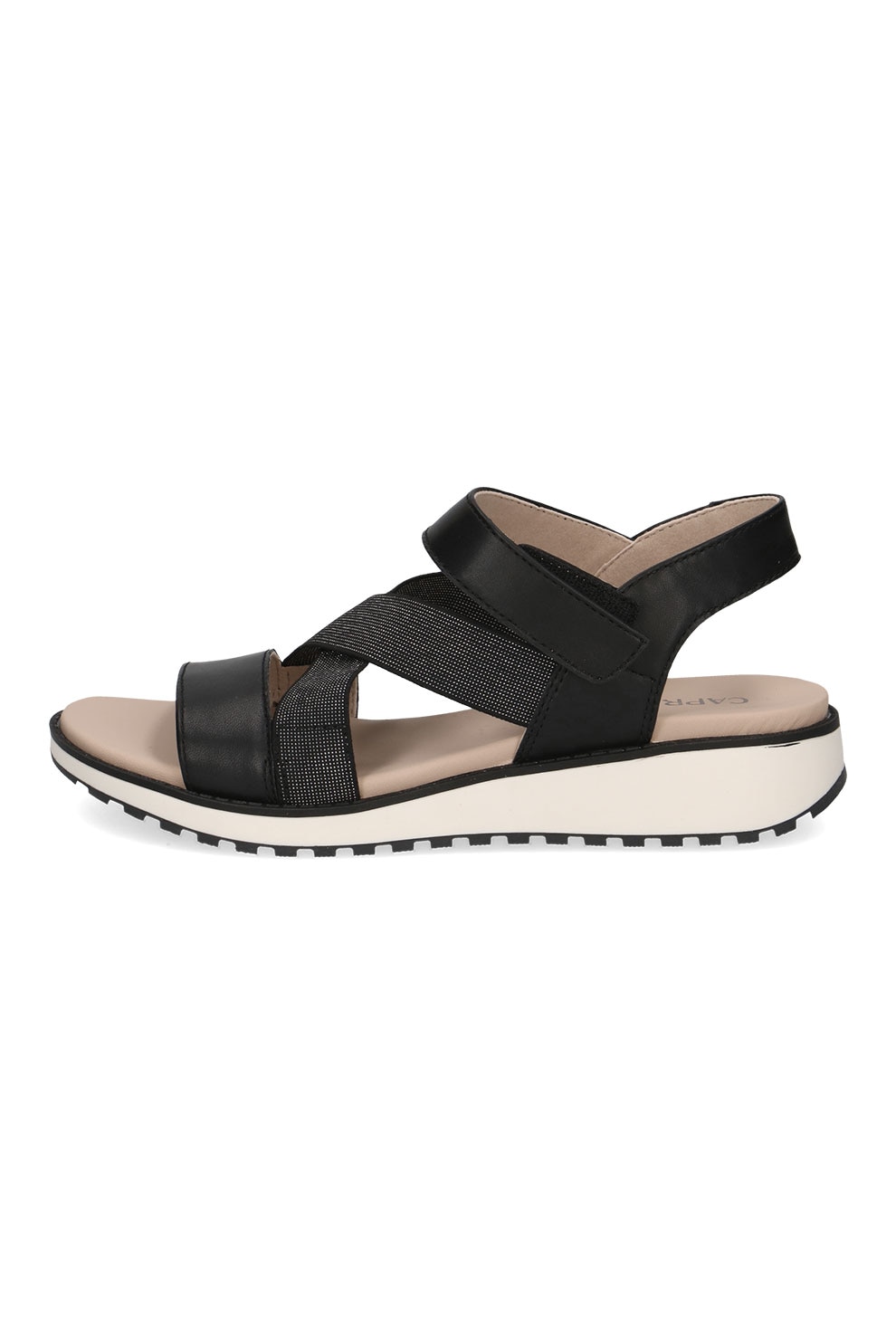 Caprice, Sandale wedge cu velcro, Negru, 38