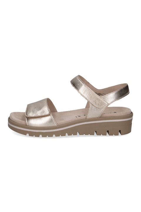 Caprice, Sandale wedge cu velcro, Auriu, 39