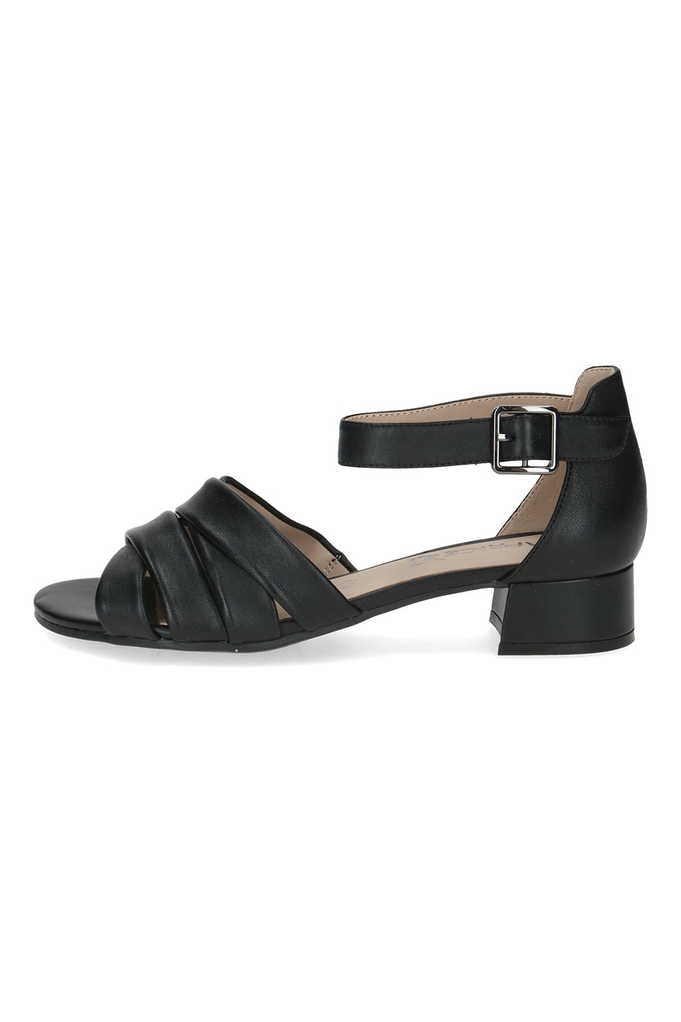 Caprice, Sandale de piele cu toc masiv, Negru, 38