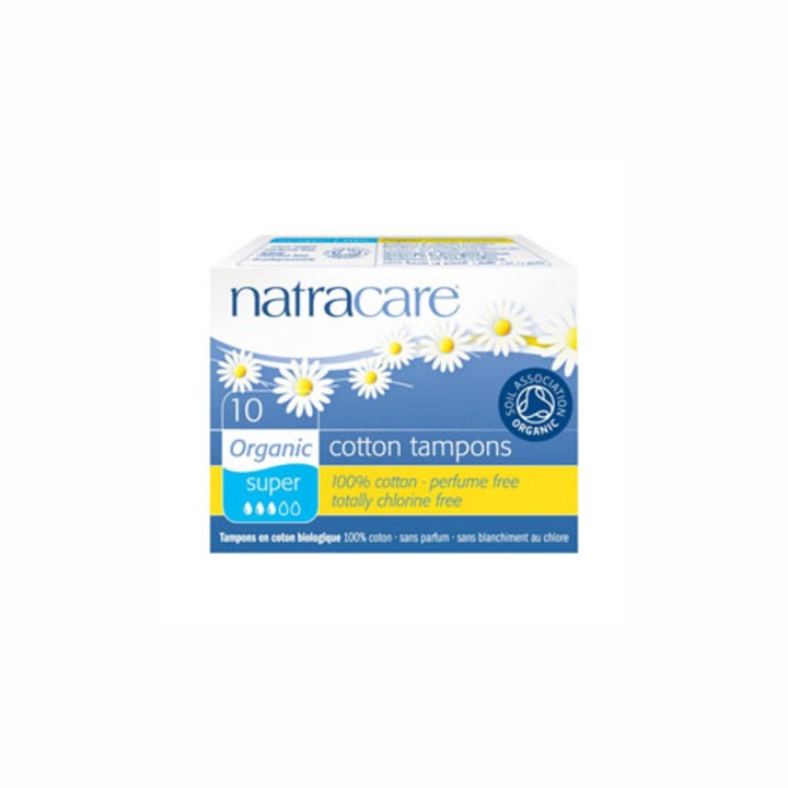 Set 10 tampoane Natracare, bumbac biologic, fara clor