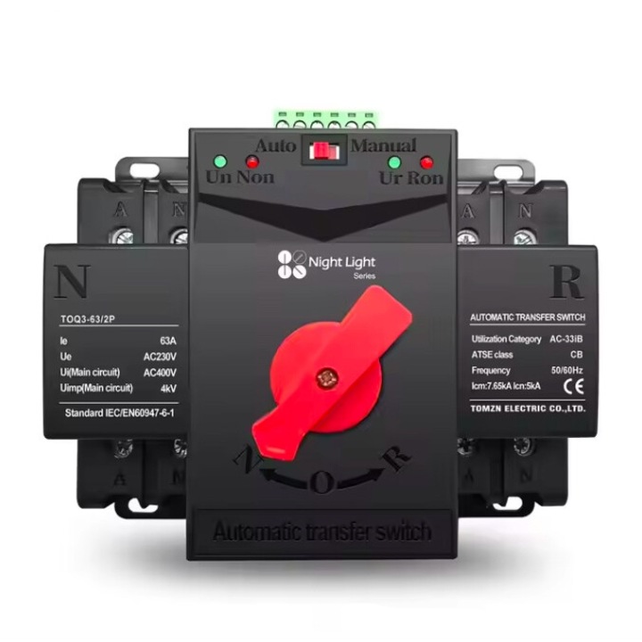 Comutator de transfer automat monofazat, ATS, 2P, 63A 220V/230V, FusionTechX®