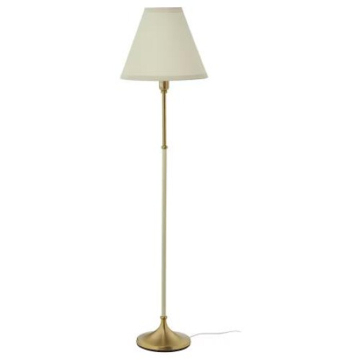 Стоманена лампа, месинг/бяло, 155 см, 100W, E27