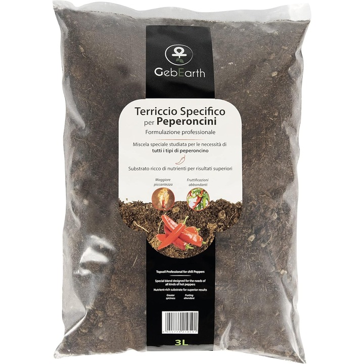 Professzionális csípőspaprika-föld 3L, táptalaj csípőspaprika vetéséhez, a teljes életszakaszra alkalmas