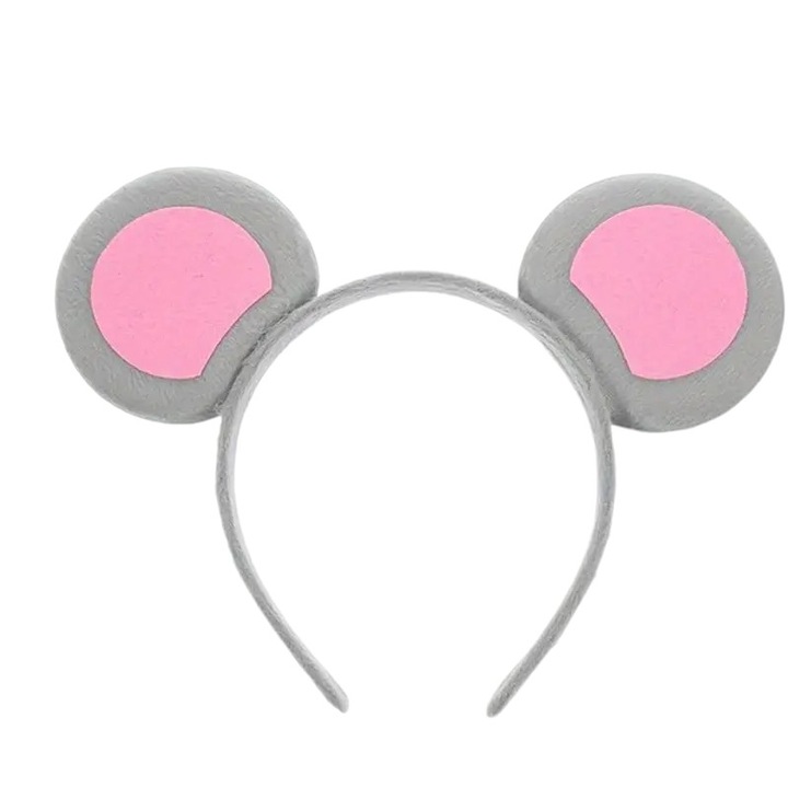 Bentita model urechi de soricel, gri cu roz, marime universala