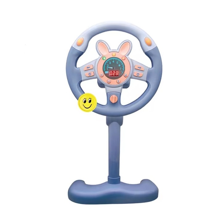 PROCART Interaktív autós kormánykerék, hangok és fények, 360 fokos forgás, 13 funkció, digitális kilométeróra, 25 cm átmérő, kék színű