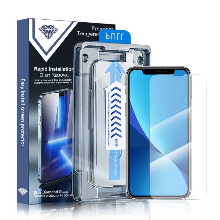 Set 2 bucati Folie de Sticla Compatibila Apple iPhone 16 Pro cu Dispozitiv Aplicator pentru Potrivire Usoara si Instalare Rapida, Protectie Ecran Telefon Duritate 9H, Transparent
