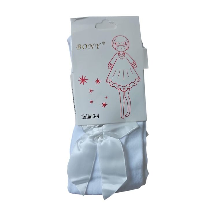 Dres cu fundita, 9-10 ani, Alb, Bony