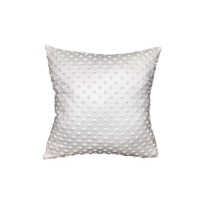Perna decorativa, husa minky detasabila, lavabila, alba, 40x40 cm