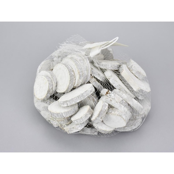 Set Decoratiune Discuri lemn, Alb, 3-4cm, 0.5kg/Pachet