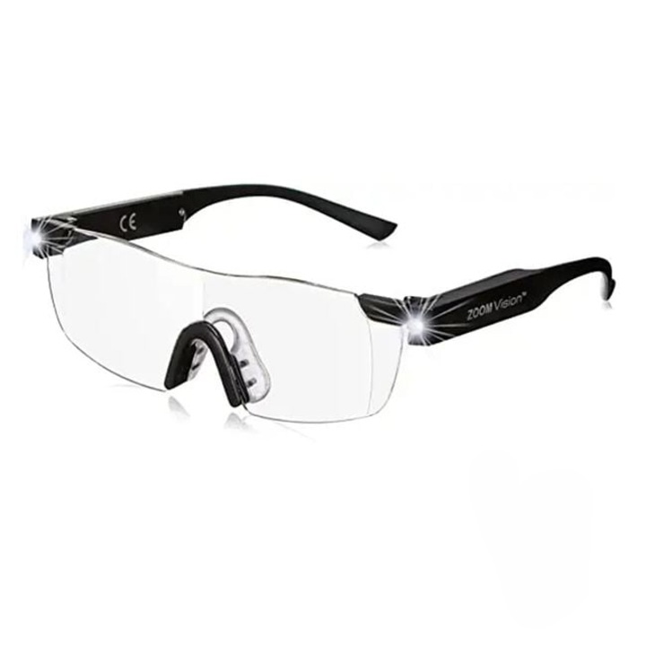 Ochelari cu lupa si led-uri, incarcare USB, marire 160%, negru