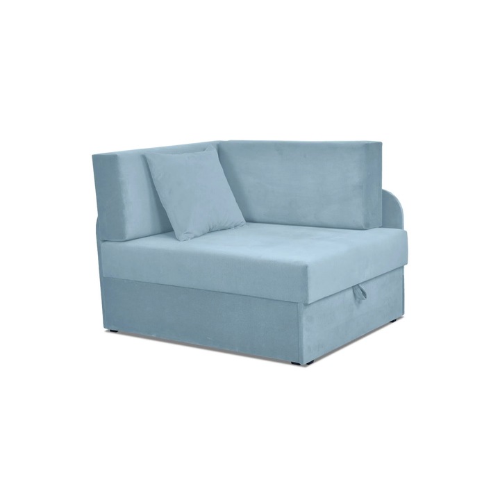 Gyermek sarokkanapé, Modell Denis, Family Meble, Kihúzható, Szövet/Fa, 78x80x107/180 cm, Világoskék