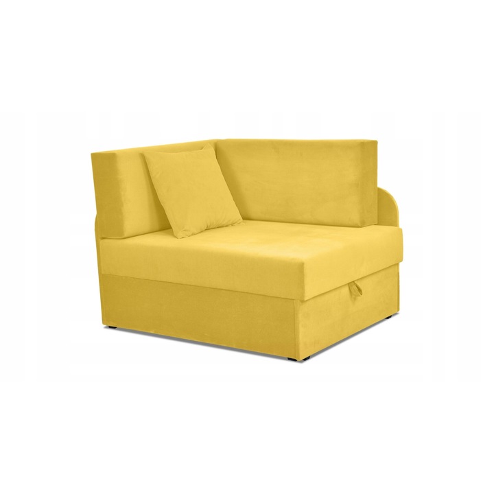 Gyermek sarokkanapé, Modell Denis, Family Meble, Kihúzható, Szövet/Fa, 78x80x107/180 cm, Halványsárga