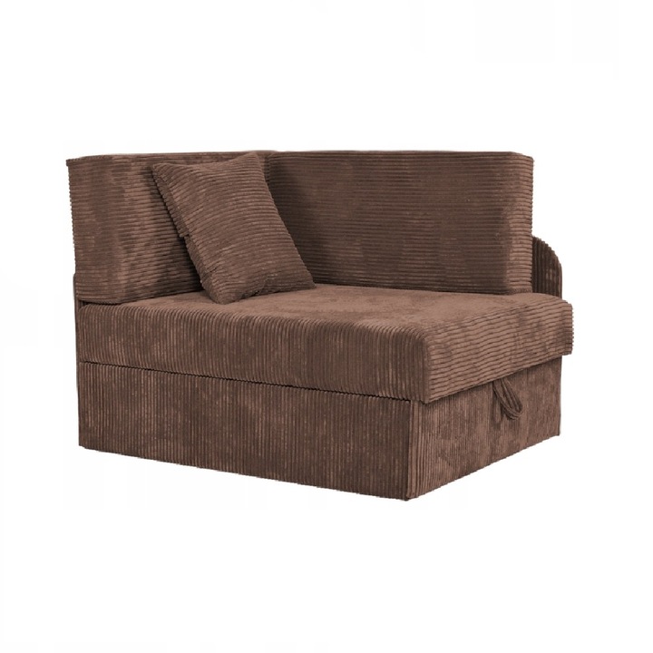 Gyermek sarokkanapé, Modell Boni, Family Meble, Kihúzható, Bársony/Fa, 78x80x107/180 cm, Barna