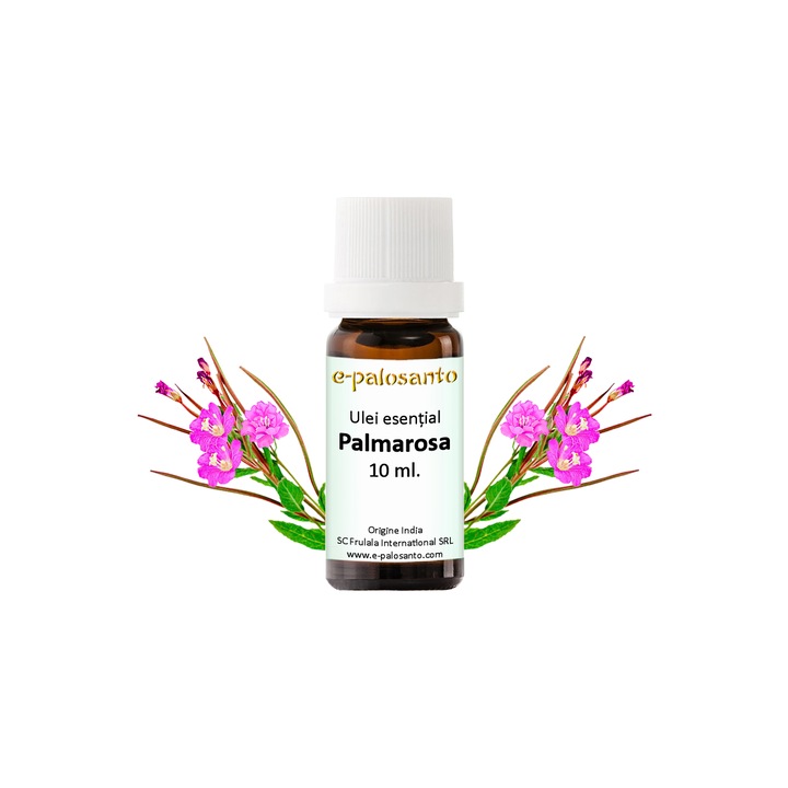 Palmarosa illóolaj (Cymbopogon martini), 100% tisztaságú, 10 ml, aromaterápia, e-palosanto